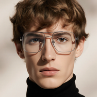 Montures de lunettes de vue pour hommes de haute qualité, style pilote à double pont, monture intégrale tendance