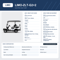 Voiturette de golf électrique compacte LIMO G2+2, carrosserie courte 2560 mm, moteur AC 5 kW pour le transport en club de surf, 48 V 150 Ah LFP OEM ODM