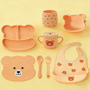 Juego de Vajilla de Silicona Personalizado para Bebés, Libre de BPA, Plato Dividido con Succión, Babero, Cuchara y Tenedor - Product Image 6