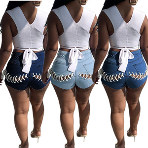 ¡El <span class=keywords><strong>mejor</strong></span> precio de <span class=keywords><strong>ropa</strong></span> de mujer <span class=keywords><strong>2022</strong></span>! Pantalones cortos vaqueros azules de cintura alta de talla grande para niñas de - Product Image 2