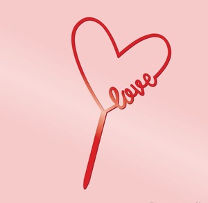 <span class=keywords><strong>D</strong></span>écoration de gâteau en acrylique en forme de cœur rouge creux avec inscription LOVE pour gâteaux de fête, desserts et pâtisseries - Product Image 2