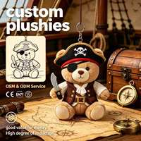 Porte-clés en peluche ours pirate personnalisé en gros, breloque en peluche, accessoire de sac mignon sur le thème nautique