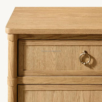 Buffet de salle à manger MYHOME, style moderne et luxueux, en bois massif de chêne, avec 2 portes, tiroirs et poignées métalliques