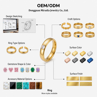 Bagues en acier inoxydable plaqué or pour femmes, ensemble de bagues personnalisées en zircon, ajustables, bijoux de mode PVD, fournisseur en gros