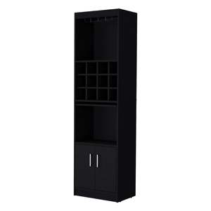 DB Modern Home <b>Wine</b> <b>Storage</b> Black Bar <b>Cabinet</b> Iron and Wood Panel Design - Product Image 3