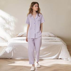 Panic Buying Dos piezas <span class=keywords><strong>de</strong></span> manga corta <span class=keywords><strong>de</strong></span> algodón y LICRA Suelto Super suave Casual Minimalista Tallas grandes Personalizado para mujeres - Product Image 1