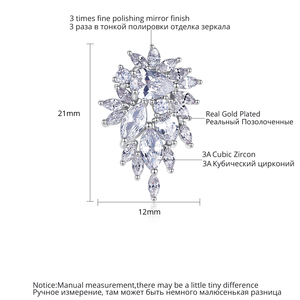 LUOTEEMI Nuovi <span class=keywords><strong>Orecchini</strong></span> a Perno con Fiore in Zirconia Cubica a Goccia d'Acqua, Gioielli di Moda per Spose e Donne - Product Image 2