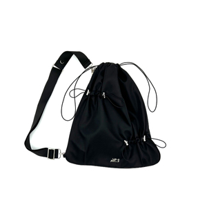 Sac fourre-tout en nylon noir à la mode, idéal pour un usage quotidien, avec cordon de serrage ajustable pour une forme 3D - Product Image 6