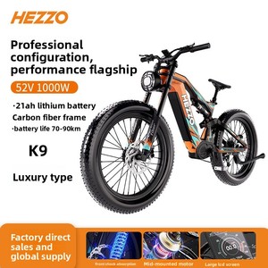 Vélo électrique de luxe HEZZO en fibre de carbone, moteur central, pneus de neige larges de 26 pouces, batterie au lithium 1000W 52V, autonomie de 65 km, avant et arrière - Product Image 6