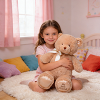 Boneka Beruang Teddy Desain Khusus, Boneka Hewan Lucu dan Lembut dengan Bordir, Mainan Boneka Hewan
