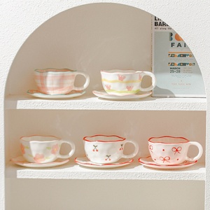 Lelyi Cô Gái Dễ Thương Trái Tim Hoa Bướm gốm cốc và Đĩa trà chiều độc đáo Bộ tách cà phê - Product Image 5