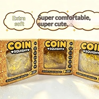 Jouet anti-stress en caoutchouc souple en forme de pièce de monnaie en poudre d'or à rebond lent pour les 14 ans et plus