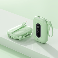 2026 Mini Power Bank Portable 22,5W avec Double Câble Intégré et Cordon, Charge Rapide, Affichage Numérique, 10000mAh, Excellent Chargeur