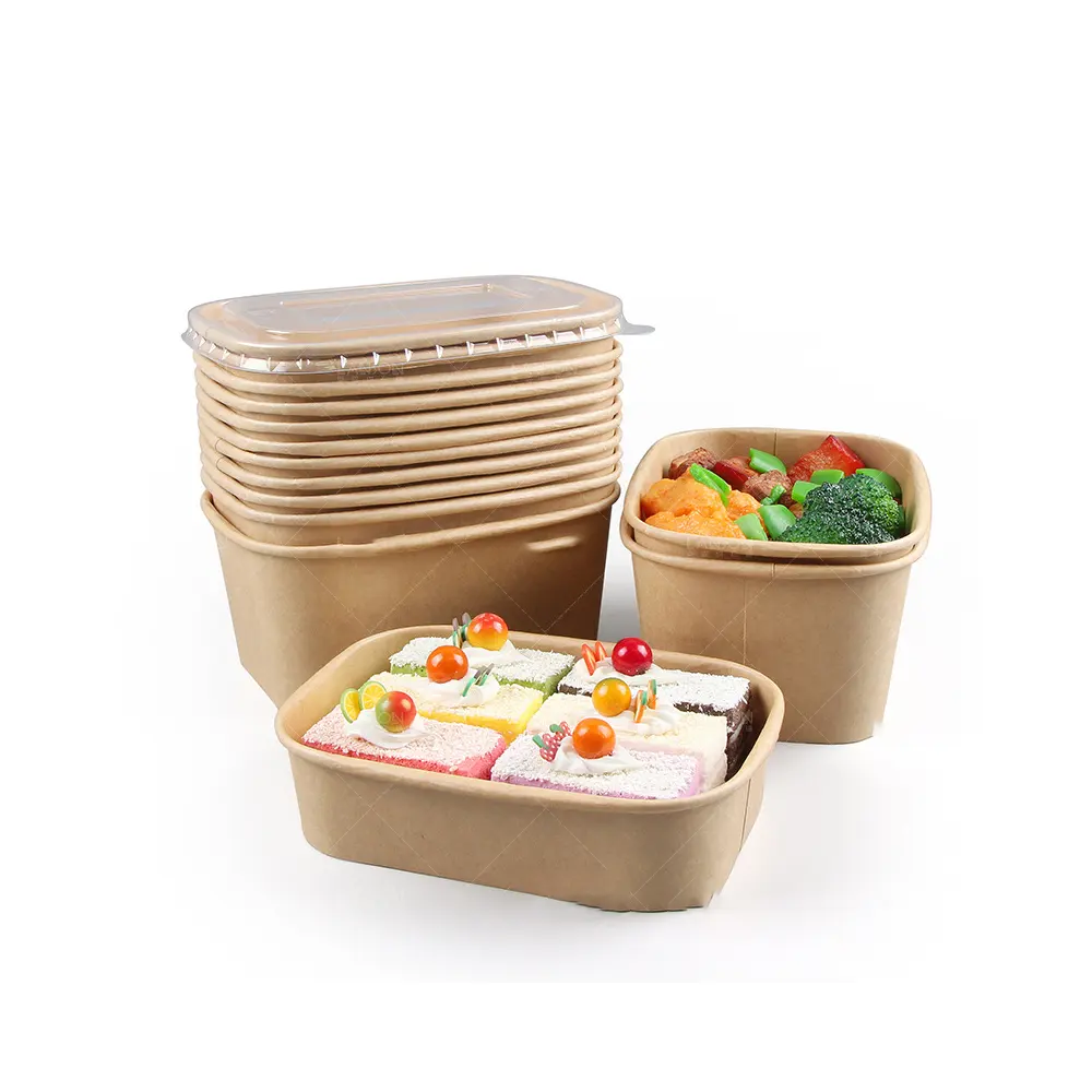 Factory customized size printing brand restaurants use food-grade eco friendly natural wood pulp kraft paper lunch boxes