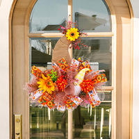 Guirlande de tournesols artificiels au design unique pour la décoration florale de la maison, à suspendre à la porte ou au mur de la cour