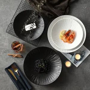 8英寸陶瓷平板日式风复古系列小吃套装牛排面条配菜早餐陶瓷拼盘