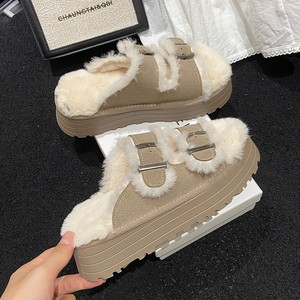 <span class=keywords><strong>Chaussons</strong></span> Boken à semelle épaisse, fourrés, respirants et chauds pour femme, nouvelle collection automne-hiver, avec talon compensé en peluche - Product Image 2
