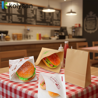 Sacs en papier résistants à la graisse, imprimés sur mesure, à double face, ouverts en triangle, pour les gaufrettes, les hamburgers, le pain et les beignets