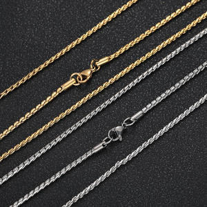 Collares Elegantes de Cadena de Trigo de Acero Inoxidable 316 con Acabado Pulido y Baño de Oro PVD de 18K, Accesorio de Joyería de Moda para Hombre y Mujer - Product Image 3