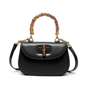 奢华设计师名牌女士竹制顶柄马鞍手袋真皮单肩斜跨女包 - Product Image 4