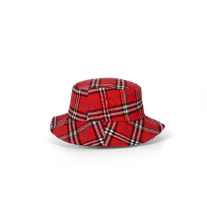 패션 체커 야외 여름 해변 UV 보호 태양 낚시 따뜻한 겨울 양동이 모자 성인 차양 어부 모자