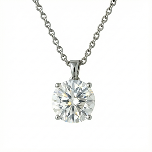 Colgante Unisex Personalizable con Diamante Redondo de 2 Quilates Cultivado en Laboratorio, Certificado IGI, Chapado en Oro de 14K - Product Image 1