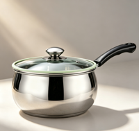 Ensemble de marmites à soupe en verre élégantes et modernes à poignée unique, avec design double anse motif perle de lait, compatibles gaz et induction