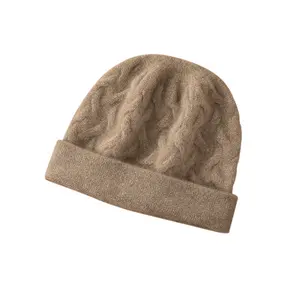 Outono e Inverno Novo Cabra Fleece Chapéu Espessado Calor Torcido Flor de Malha Protetor de Orelha Moonlight Baotou Wool Hat