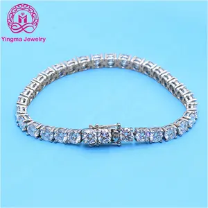 Trendy 4mm High Quality Tennis Bracelet Jewelry Women Men Real 14K White Gold Iced Out Moissanite Tennis Bracelet