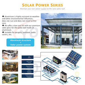 Pergola da Esterno Personalizzata in Alluminio con Tenda Oscurante Nera Antipioggia, Finiture in Legno, Chiusura Elettrica e Porta Scorrevole in Vetro - Product Image 3