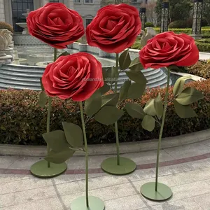S0602 suministros de decoración de boda escaparate centro comercial ventana adornos gran flor Rosa papel maíz amapola flores gigantes