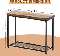 Table console en bois de 32 pouces, 2 niveaux de rangement, style moderne minimaliste, table d'entrée de villa, table de canapé, structure en métal robuste