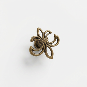 AK <b>Brass</b> Fleur De Lis <b>Brass</b> Metal Cabinet <b>Knob</b> Gold <b>Antique</b> Finish Customized Drawer Shelf Furniture Handle - Product Image 6