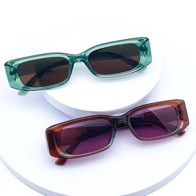 Classic Small Frame Women Brand Design Retro Square Eyewear Female Clear Blue Red Green Lens Man Sunglasses Uv400