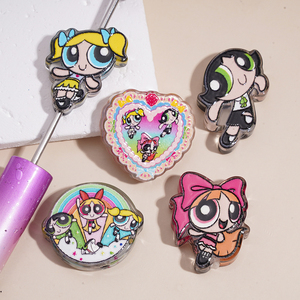 Nuovi Arrivi: Perline Rotonde Stampate e Goffrate delle <span class=keywords><strong>Powerpuff</strong></span> Girls in Acrilico/Plastica/Lucite per Braccialetti Fai-da-Te, Gioielli e Accessori per Penne - Product Image 2