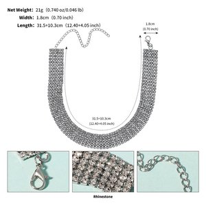 Collar de múltiples capas, Zirconia cúbica, gotas de cristal, alto brillo, joyería de moda europea americana para mujer, aniversario - Product Image 6