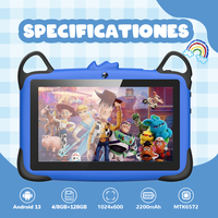 Tablette Enfants 7 Pouces PC Android 13.0 Quad-Core 4 Go 8 Go + 128 Go Éducative Wi-Fi Design Tendance Mignonne pour l'Apprentissage des Enfants