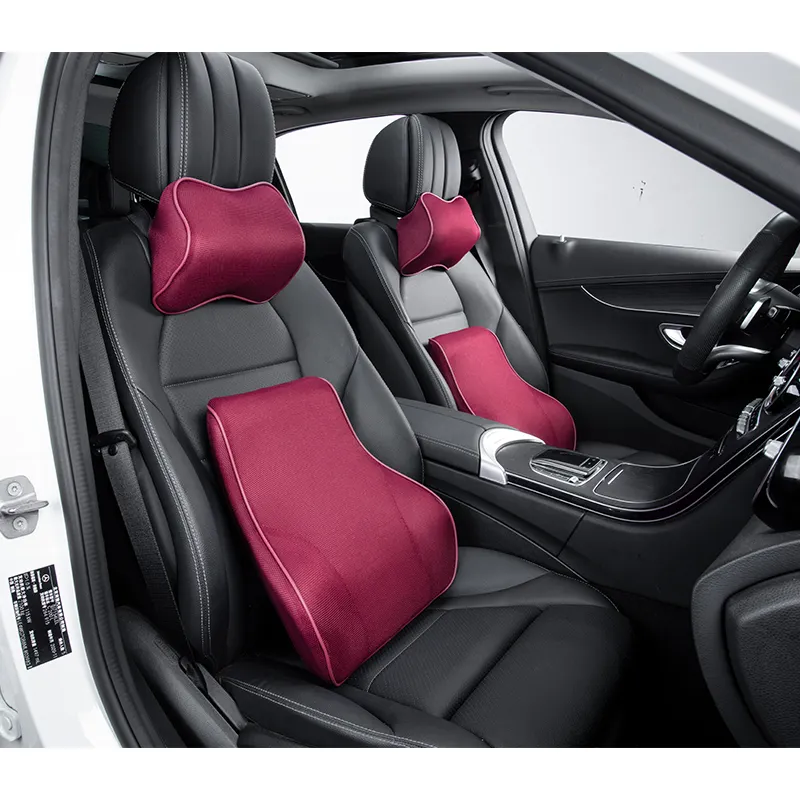 Almofada de cintura com espuma de memória vermelha, acessórios 3d para interior do carro