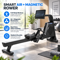 Rameur à double résistance magnétique K-FIT GSK5 Air avec rail en aluminium, application Bluetooth, capacité de charge de 180 kg, pour salle de sport commerciale et club