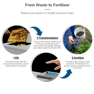 30kg/día convertir los residuos en compost orgánico triturador de basura máquina compostadora de residuos de alimentos