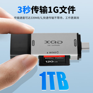 Lector de tarjetas XQD 2 en 1 tipo C USB 3.0 de aleación de aluminio para dispositivos móviles - Product Image 3