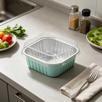 Contenant de cuisson en aluminium doré en gros avec couvercle transparent, résistant au four et au congélateur, gobelet jetable pour desserts et gâteaux pour boulangerie
