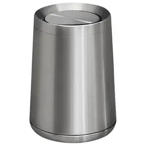 High Quality Stainless Steel Trash Can With Swing Lid Room Metal Waste Paper Bin Round Trash Bin For Bathroom