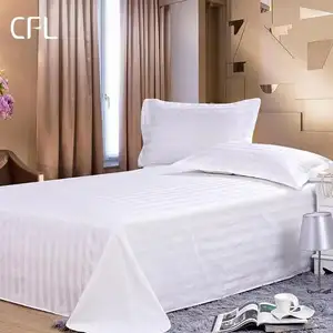 ที่กำหนดเองชารอนโรงแรมโลโก้เตียงผ้าลินินขนาดควีนไซส์นุ่มธรรมดาย้อมอียิปต์ผ้าฝ้าย100แผ่นสีขาวธรรมดา