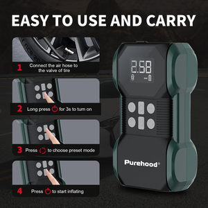 Purehood S600 : Démarreur de Voiture 4000A + Gonfleur de Pneus Numérique 150 PSI |   Boîte d'urgence portable ultra-résistante 27000mAh S700 Batterie déchargée ou pneu crevé? - Product Image 2