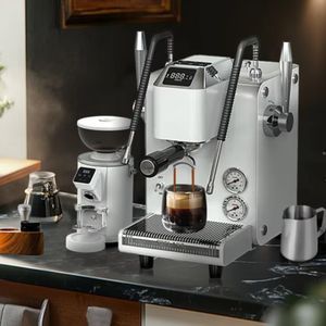 Cafetera Espresso Profesional Semiautomática de Acero Inoxidable con Medidor y Espumador de Leche - Product Image 4