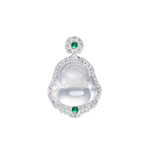 Pendentif Bouddha Rétro FYXL1239 en Quartz et Jade Plaqué Or 18K, Luxueux Bouddha Blanc pour Anniversaire - Product Image 1