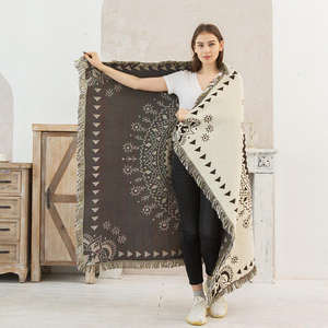 2 1 Dik geweven polyester/katoenen deken met stippen/geometrisch/gestreept Kantoor Thuis Draagbare dekenmouwen Vier seizoenen - Product Image 3