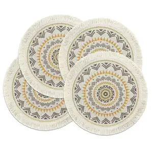 快速运输样品可用印刷餐垫可定制设计尺寸材料编织杯垫棉麻餐巾餐垫