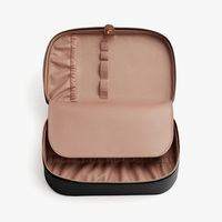 Sac de maquillage en cuir PU personnalisé avec logo professionnel, étui de rangement rectangulaire, porte-pinceaux de maquillage de voyage, organisateur